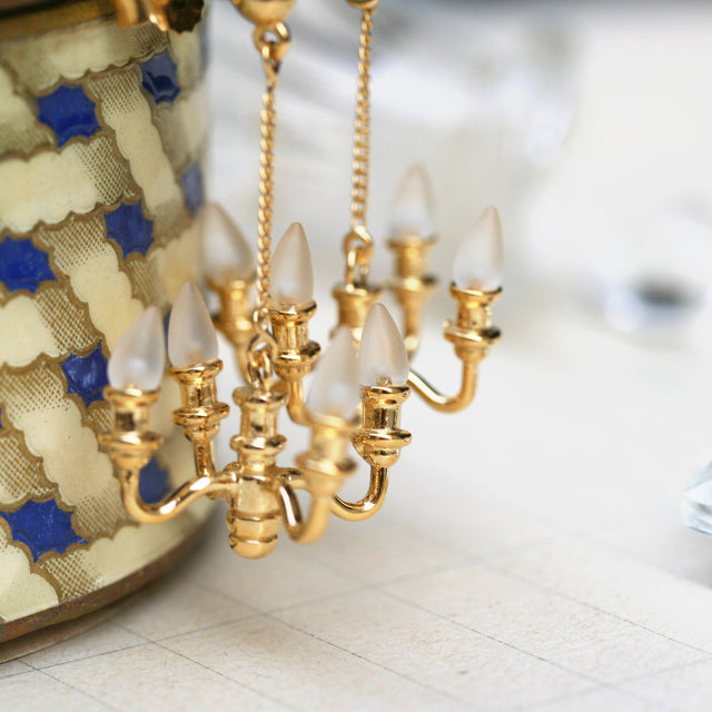 Gold mini chandelier earrings