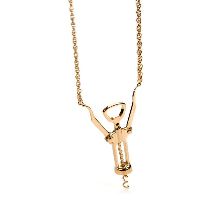 Gold wine opener necklace