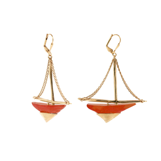 Jasper sailing ship earrings