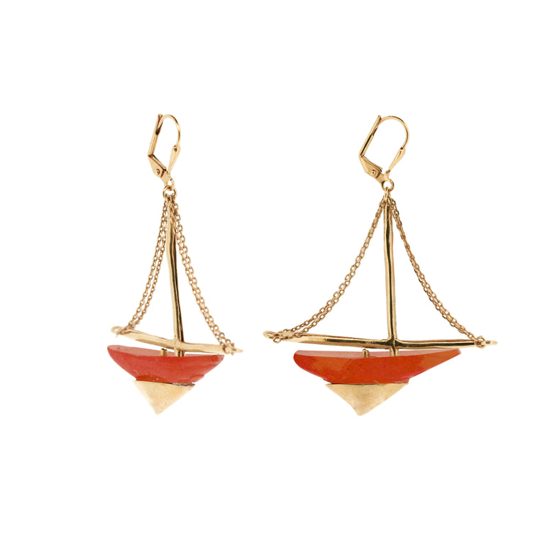 Jasper sailing ship earrings