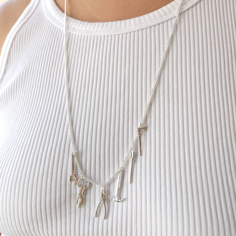 Silver tool necklace